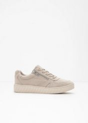 Sneakersy z wyściełaną podeszwą wewnętrzną. Brązowe obuwie sportowe bonprix, bez zapięcia. Za 112.99 zł.
