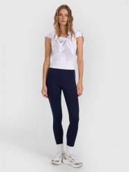 4F Legginsy dzianinowe damskie - granatowe L. Niebieskie legginsy 4f, l, bez wzorów, z dzianiny. Za 99.99 zł.