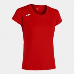 Koszulka do biegania damska Joma Record II z krótkim rękawem. Czerwone bluzki Joma, m, bez wzorów, sportowe, bez kołnierzyka, bez ramiączek. Za 157.99 zł.