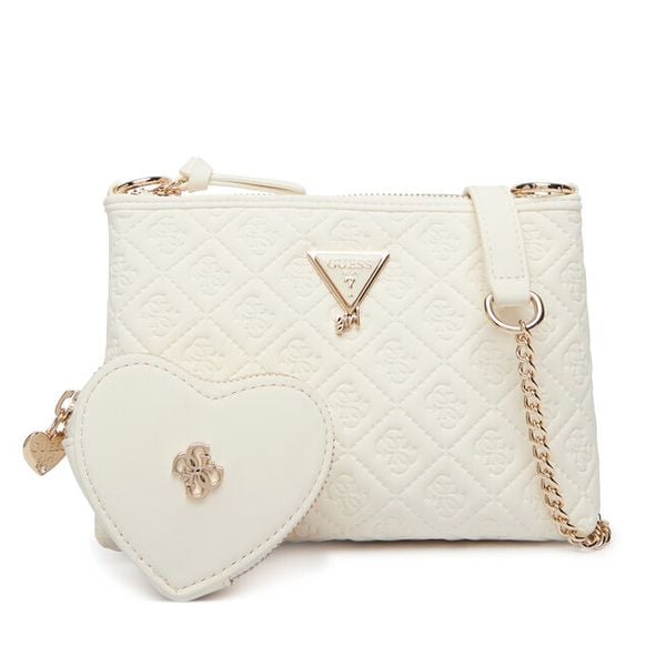 Torebka Guess. Białe listonoszki Guess, z aplikacjami, bez dodatków. Za 173.99 zł.