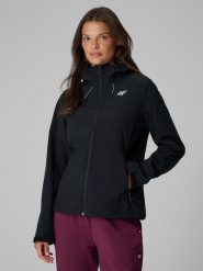 4F Kurtka softshell wiatroodporna damska - czarny M. Czarne kurtki sportowe 4f, m, bez wzorów, z softshellu, bez kaptura. Za 299.99 zł.