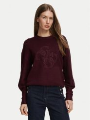 Guess Sweter W6BR52 Z1453 Bordowy Regular Fit. Czerwone swetry Guess, l, z aplikacjami, bez ramiączek. Za 434.99 zł.