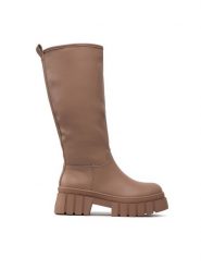 DeeZee Kozaki ZAL90099Y-3 Brązowy. Brązowe kozaki DeeZee, ze skóry, bez obcasa, na płaskiej podeszwie, bez zapięcia. Za 249.99 zł.