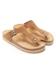 Mandel Japonki "Blanca" w kolorze jasnobrązowym rozmiar: 40. Brązowe klapki Mandel, bez wzorów, bez obcasa. Za 130.99 zł.