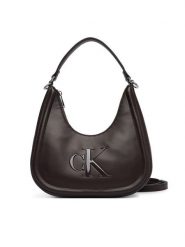 Calvin Klein Torebka Bold Ck Small Crescent Bag LV04F3561G Brązowy ciemny. Brązowe torebki klasyczne Calvin Klein, bez wzorów, ze skóry, bez dodatków. Za 409.99 zł.
