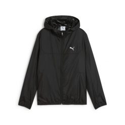 Młodzieżowa wiatrówka Essentials o standardowym kroju PUMA Black. Czarna kurtki sportowe Puma, m, bez wzorów, z gumy, bez kaptura, do biegania. W wyprzedaży za 129.00 zł.