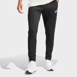 Spodnie treningowe do piłki nożnej ADIDAS Sereno. Czarne spodnie dresowe Adidas, l, bez wzorów, z dresówki, z podwyższonym stanem, do piłki nożnej. Za 179.99 zł.