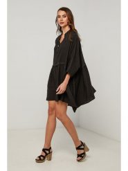 Fleur de Lin Sukienka w kolorze czarnym rozmiar: S. Czarne sukienki Fleur de Lin, s, bez wzorów, ze lnu, bez kołnierzyka, bez ramiączek, mini. Za 193.29 zł.