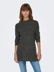 ONLY Sweter w kolorze antracytowym rozmiar: L. Czarne swetry Only, l, bez wzorów, ze splotem, bez ramiączek. Za 96.83 zł.
