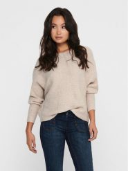 ONLY Sweter 15168705 Beżowy Regular Fit. Brązowe swetry Only, s, bez wzorów, z syntetyku, bez ramiączek. Za 129.99 zł.