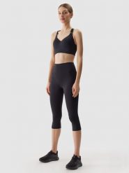 4F Legginsy treningowe z materiału z recyklingu damskie - czarne XS. Czarne legginsy 4f, l, bez wzorów, z dzianiny, z podwyższonym stanem, do biegania. W wyprzedaży za 69.99 zł.