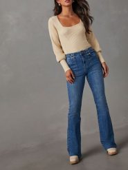 LA Angels Sweter w kolorze beżowym rozmiar: S. Brązowe swetry LA Angels, s, bez wzorów, prążkowane, bez ramiączek. Za 126.99 zł.