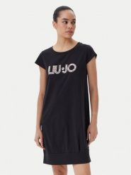 Liu Jo Beachwear Sukienka codzienna VA5194 JS003 Czarny Regular Fit. Czarne sukienki Liu Jo Beachwear, na co dzień, xs, bez wzorów, z bawełny, bez kołnierzyka, bez ramiączek, proste. Za 239.99 zł.