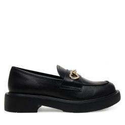 Lordsy LOVE MOSCHINO. Czarne lordsy Love Moschino, bez wzorów, bez obcasa, bez zapięcia. Za 539.99 zł.