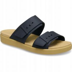 Sandały dla Kobiet Crocs Brooklyn Buckle Low. Brązowe sandały Crocs, bez wzorów, z materiału, eleganckie, bez obcasa, na obcasie, bez zapięcia. Za 239.99 zł.
