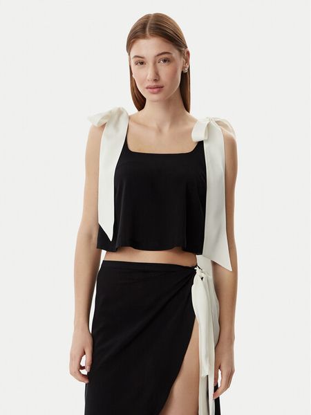 KARL LAGERFELD Top B2W46036 Czarny Regular Fit. Czarne topy KARL LAGERFELD, s, bez wzorów, z wiskozy, bez kołnierzyka, bez ramiączek. Za 404.99 zł.