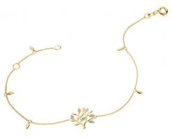 Bransoletka z żółtego złota z diamentami - drzewko - 0,01 ct - próba 585. Żółte bransoletki Apart, z diamentem, złote. Za 1,590.00 zł.