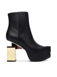 United Nude Botki Cubist Bootie 109430116 Czarny. Czarne botki United Nude, bez wzorów, ze skóry, bez obcasa, na słupku, bez zapięcia. Za 2,169.00 zł.