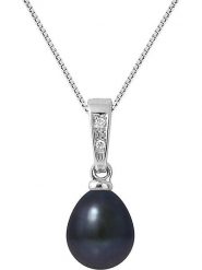 Pearline Złoty naszyjnik z diamentami i perłą w kolorze czarnym - dł. 42 cm rozmiar: onesize. Szare naszyjniki Pearline, z diamentem, złote. Za 554.23 zł.