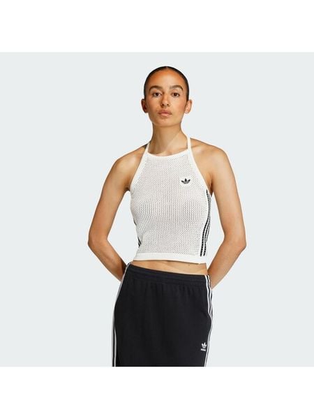 Adidas Top Knitted Crochet KC6485 Biały Slim Fit. Białe topy Adidas, l, bez wzorów, z syntetyku, bez kołnierzyka, bez ramiączek. Za 123.99 zł.