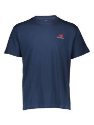 New Balance Koszulka "Uni-ssentials" w kolorze granatowym rozmiar: M-L. Niebieskie bluzki New Balance, l, bez wzorów, bez kołnierzyka, bez ramiączek. Za 100.75 zł.