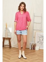 Rodier Lin Lniana bluzka w kolorze różowym rozmiar: XL/XXL. Różowe bluzki Rodier Lin, xl, bez wzorów, ze lnu, bez kołnierzyka, bez ramiączek. Za 105.14 zł.