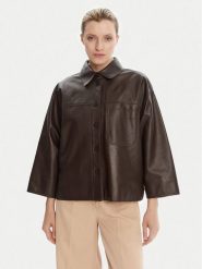 Weekend Max Mara Kurtka skórzana Stecca 2525446051 Brązowy Relaxed Fit. Brązowe kurtki Weekend Max Mara, bez wzorów, ze skóry, bez kaptura. Za 2,639.00 zł.