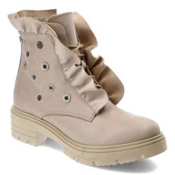 Beżowe Botki Armodo Eleganckie Buty Damskie. Brązowe botki Armodo, na jesień, bez wzorów, ze skóry, bez obcasa, na obcasie, bez zapięcia. Za 449.00 zł.