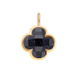 Zawieszka Mini Icons koniczyna z czarnym brokatowym kryształem, pozłacana. Czarne bransoletki Lilou, pozłacane. Za 99.00 zł.