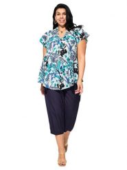 Aller Simplement Bluzka w kolorze biało-niebieskim rozmiar: 54-58. Białe bluzki Aller Simplement, bez wzorów, z bawełny, klasyczne, bez kołnierzyka, bez ramiączek. Za 60.99 zł.