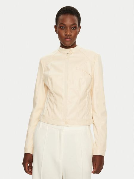 Guess Kurtka skórzana W4YL04 WE480 Écru Regular Fit. Kurtki Guess, xl, z aplikacjami, ze skóry, bez kaptura. Za 419.99 zł.