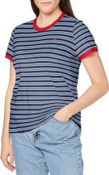 LEE DAMSKA KOSZULKA YARN DYE STRIPE TEE FROST PINK L41PKAMC. Różowe bluzki Lee, l, bez wzorów, bez kołnierzyka, bez ramiączek. Za 69.99 zł.
