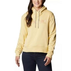 Bluza turystyczna damska Columbia Lodge Hoodie z kapturem. Żółte bluzy Columbia, s, bez wzorów, z kapturem. W wyprzedaży za 299.00 zł.