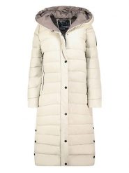 Geographical Norway Płaszcz pikowany w kolorze kremowym rozmiar: S. Brązowe płaszcze Geographical Norway, s, bez wzorów, bez kaptura. Za 246.53 zł.