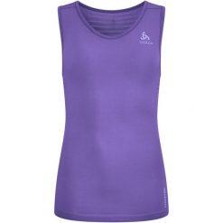 Koszulka damska Odlo PERFORMANCE X-LIGHT BL TOP v-neck singlet. Fioletowe koszulki sportowe Odlo, bez wzorów, bez ramiączek. Za 199.99 zł.