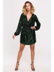 Made of emotion Sukienka w kolorze zielonym rozmiar: M. Zielone sukienki Made Of Emotion, m, bez wzorów, bez kołnierzyka, bez ramiączek, mini. Za 219.99 zł.