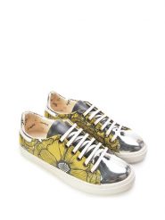 Goby Skórzane sneakersy w kolorze żółto-srebrnym rozmiar: 40. Szare trampki Goby, bez wzorów, bez zapięcia. Za 211.31 zł.