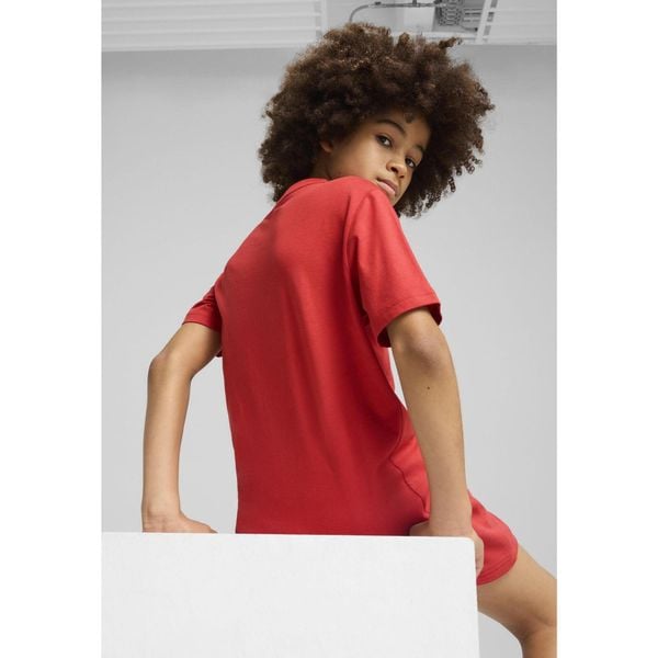 Młodzieżowa koszulka Essentials Colour z logo No.1 PUMA Red Fire. Czerwona bluzki Puma, m, bez wzorów, z gumy, młodzieżowe, bez kołnierzyka, bez ramiączek. Za 80.05 zł.