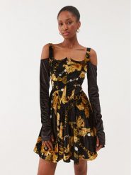Versace Jeans Couture Sukienka koktajlowa 75HAO914 Czarny Regular Fit. Czarne sukienki Versace Jeans Couture, bez wzorów, z jeansu, wizytowe, bez kołnierzyka, bez ramiączek. Za 1,549.00 zł.