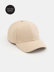 Czapka z daszkiem z domieszką wiskozy i lnu - beżowy. Brązowe czapki Sinsay, bez wzorów, z wiskozy. Za 15.99 zł.