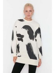 Trendyol Bluza w kolorze kremowo-czarnym rozmiar: XL. Brązowe bluzy Trendyol, xl, bez wzorów, bez kaptura. Za 73.99 zł.