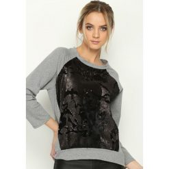 Szara Bluza Front Fin. Szare bluzy Born2be, uniwersalny, z aplikacjami, bez kaptura. Za 54.99 zł.