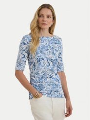 LAUREN RALPH LAUREN Bluzka 200P09110001 Niebieski jasny Slim Fit. Niebieskie bluzki Lauren Ralph Lauren, xxl, bez wzorów, z bawełny, bez kołnierzyka, bez ramiączek. Za 329.99 zł.