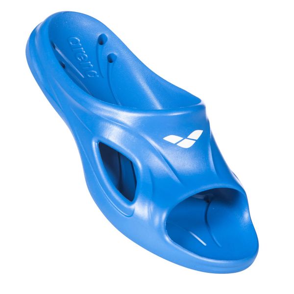 Klapki Arena Hydrosoft II Junior Hook. Niebieskie klapki Arena, bez wzorów, z materiału, bez obcasa. Za 58.99 zł.