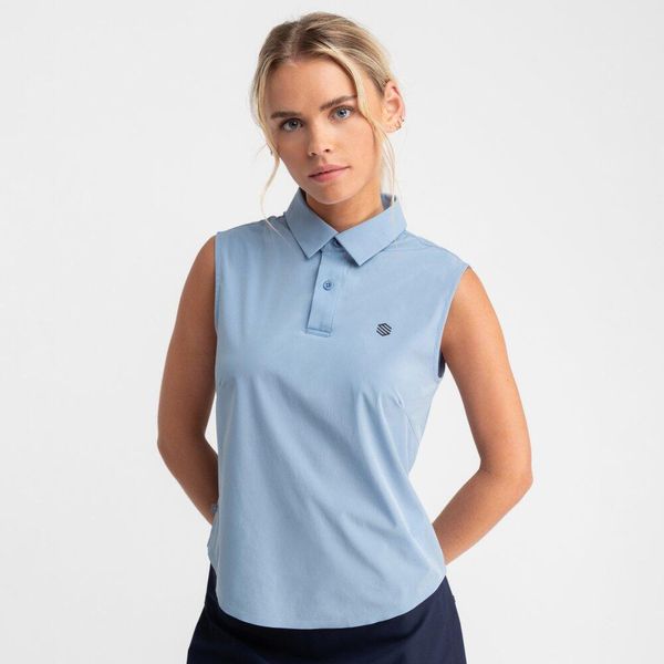 Koszulka polo golf techiczna damska Llorea. Niebieskie koszulki polo SIROKO, xl, bez wzorów, z materiału, bez kołnierzyka, bez ramiączek. Za 102.40 zł.