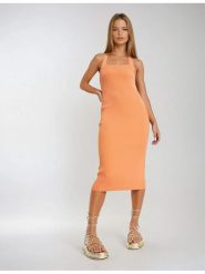 Monki Sukienka w kolorze pomarańczowym rozmiar: S. Pomarańczowe sukienki Monki, s, bez wzorów, bez kołnierzyka, bez ramiączek, midi. Za 69.99 zł.
