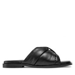 Klapki Badura. Czarne klapki Badura, bez wzorów, bez obcasa. Za 299.99 zł.