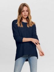 ONLY Sweter w kolorze granatowym rozmiar: XL. Niebieskie swetry Only, xl, bez wzorów, ze splotem, bez ramiączek. Za 83.62 zł.
