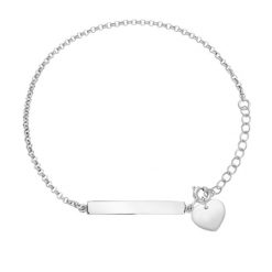 Bransoletka z blaszką i posrebrzanym sercem. Bransoletki Lilou, posrebrzane. Za 248.00 zł.