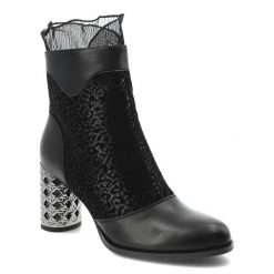 Czarne Botki S.Barski Eleganckie Buty Damskie Na Obcasie. Czarne botki S.BARSKI, w ażurowe wzory, ze skóry, bez obcasa, na obcasie, bez zapięcia. Za 288.99 zł.